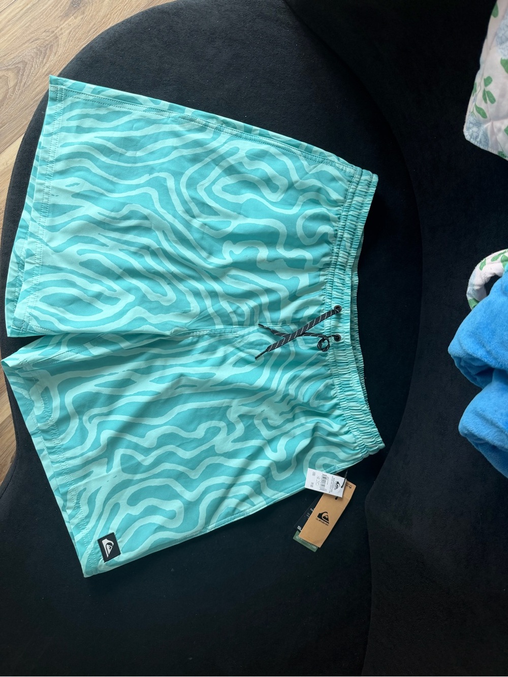 Quiksilver Turquoise Wave-Pattern Swim Shorts